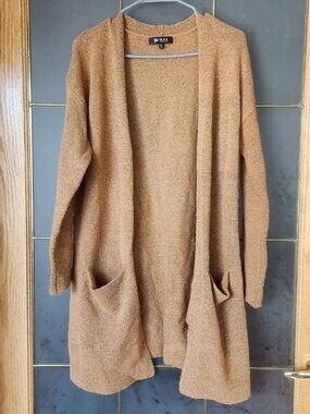 Yemak Women's Long Sleeve Knit Open Front Cardigan Sweater with Pockets